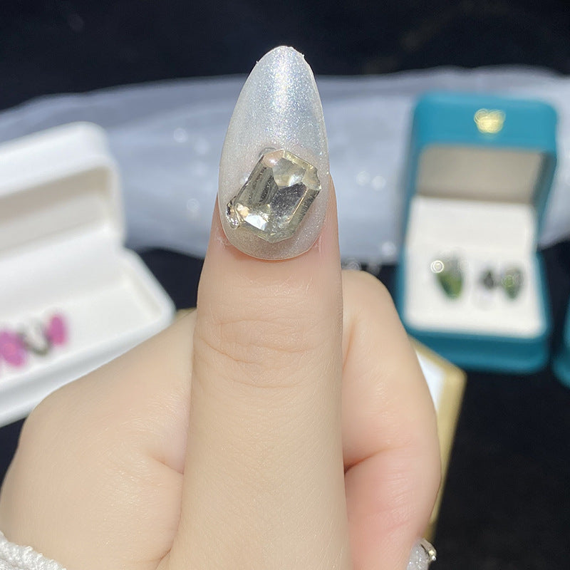 Designer: HuaHua.Handmade nails Press on Nails DIY Nail Art for woman girl Almond Long white