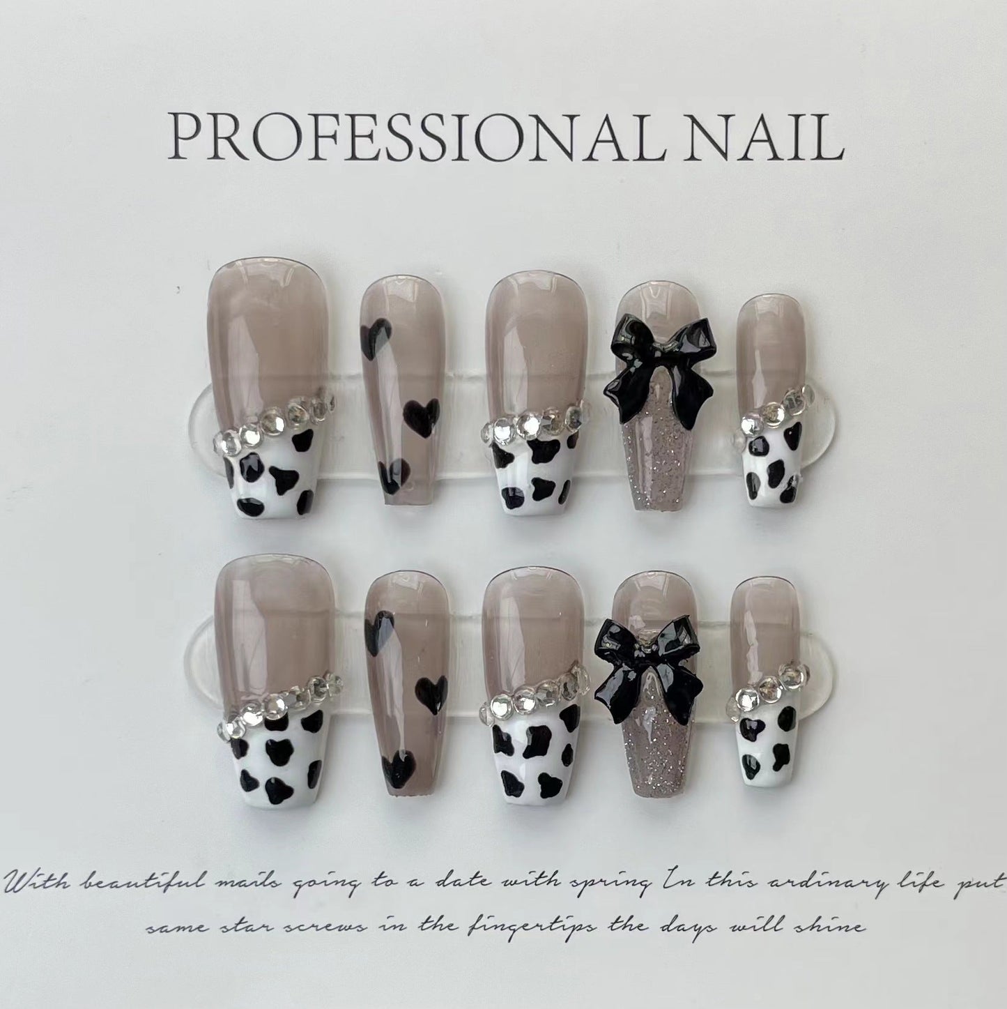 Designer: ManMan Handmade nails Press on Nails DIY Nail Art for woman girl Long Coffin French