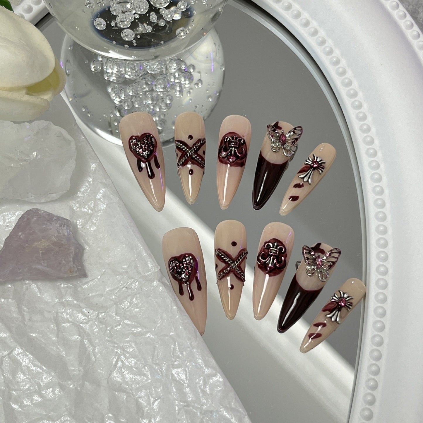 Designer: MaoMao.Handmade Nail Designs Press on Nails DIY Nail Art for woman girl