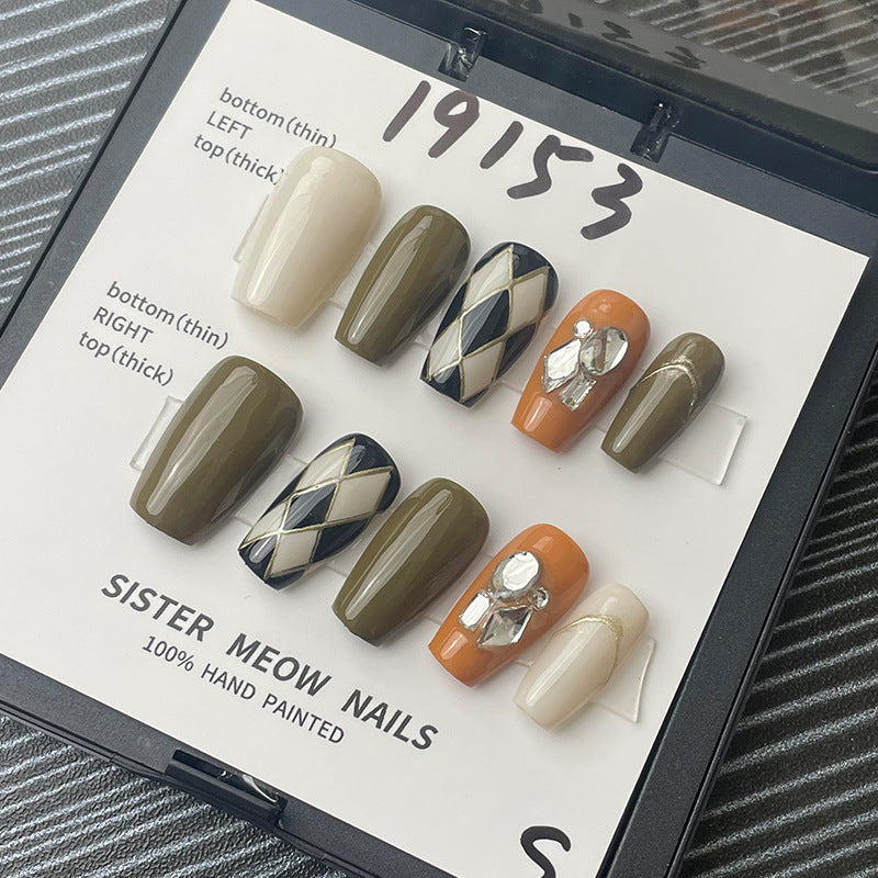 Designer: MeowMeow.Handmade Nail Designs Press on Nails DIY Nail Art for woman girl Long Coffin colorful