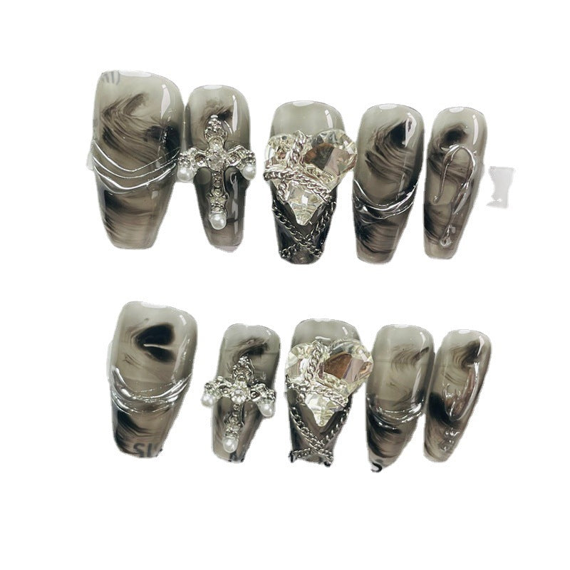 Designer: MeowMeow.Handmade Nail Designs Press on Nails DIY Nail Art for woman girl Long Coffin black