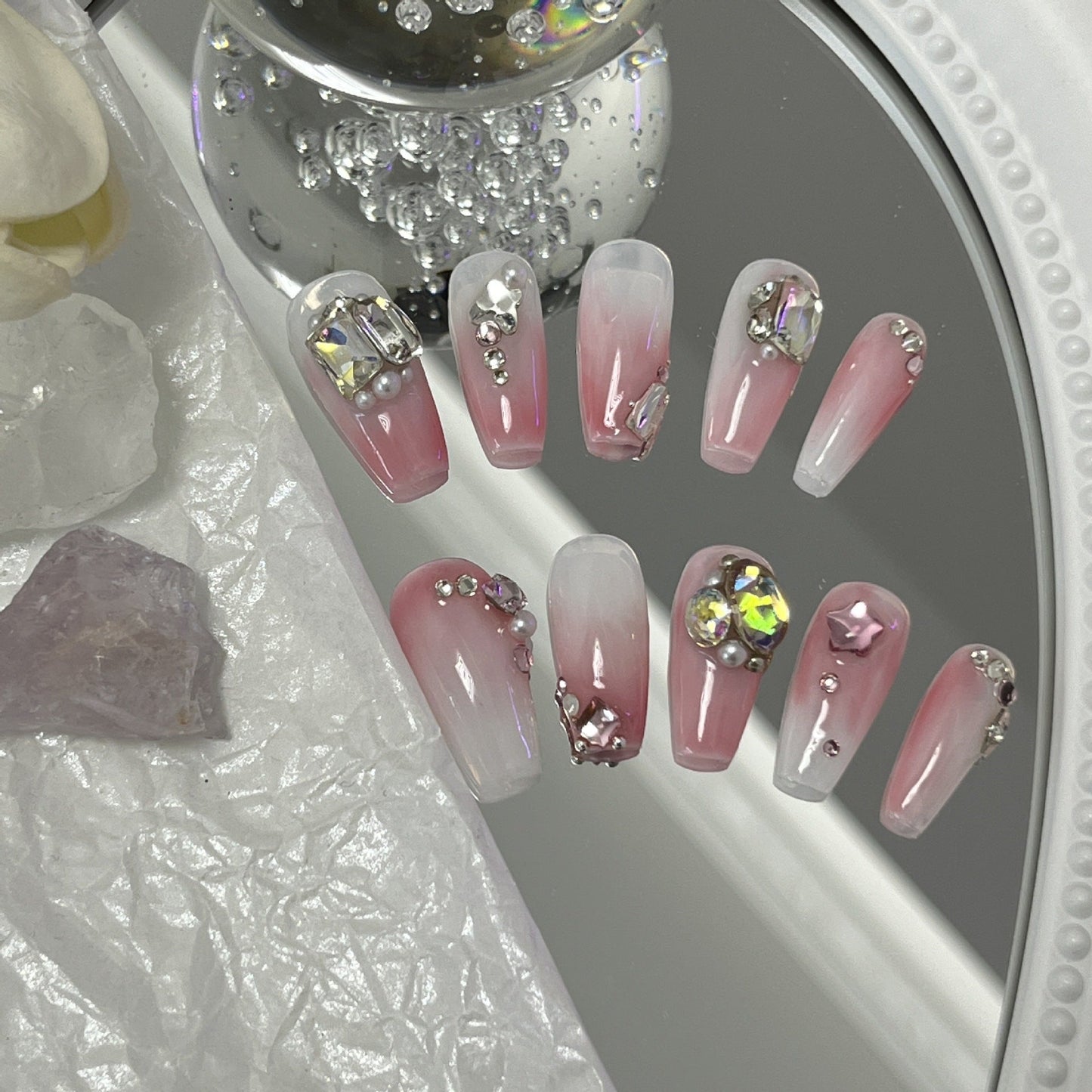 Designer: MaoMao.Handmade Nail Designs Press on Nails DIY Nail Art for woman girl
