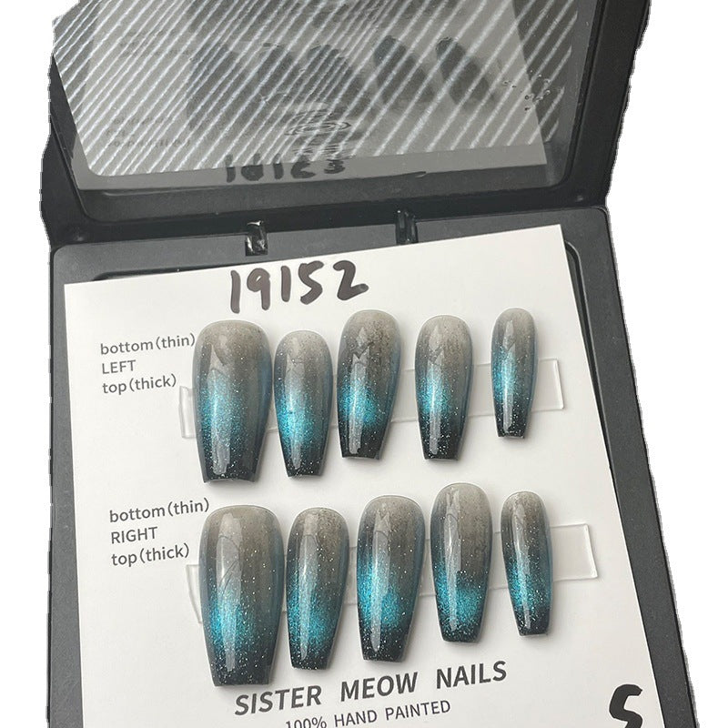 Designer: MeowMeow.Handmade Nail Designs Press on Nails DIY Nail Art for woman girl Long Coffin black