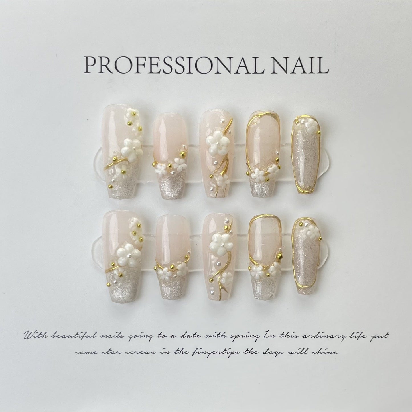 Designer: ManMan Handmade nails Press on Nails DIY Nail Art for woman girl Long Coffin pink