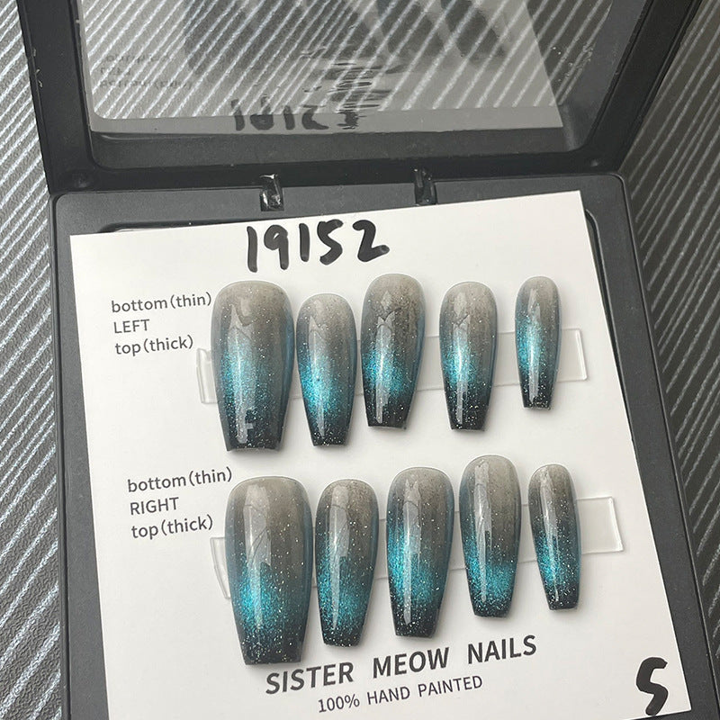 Designer: MeowMeow.Handmade Nail Designs Press on Nails DIY Nail Art for woman girl Long Coffin black