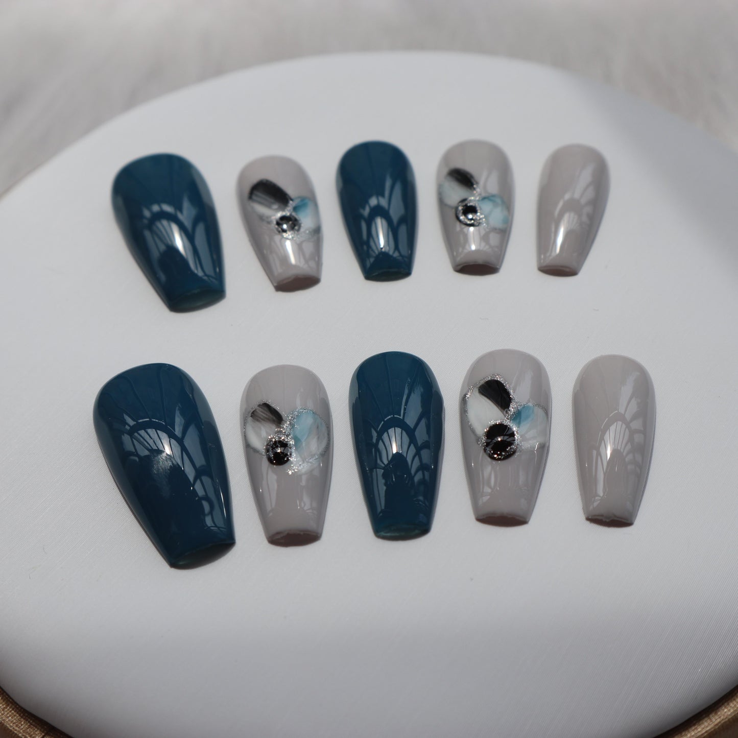 Designer: XinXin 15. Long T handmade nails Press on Nails DIY Nail Art