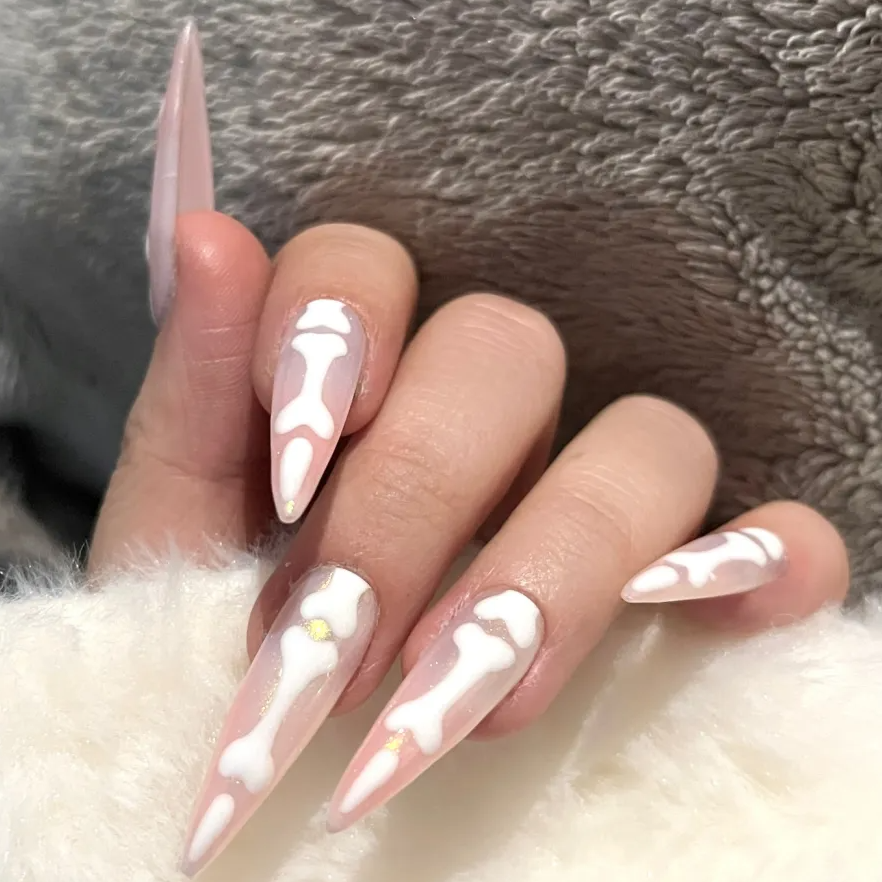 Designer: PinPin 1600.Handmade nails Press on Nails DIY Nail Art for woman girl Luminous Nail Art Almond Long pink black
