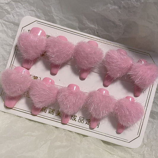 Designer: PinPin 1103.Handmade nails Press on Nails DIY Nail Art for woman girl Long Coffin pink
