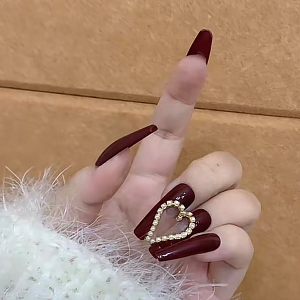 Designer: DuoDuo 2027.Handmade nails Press on Nails DIY Nail Art for woman girl Long Coffin red