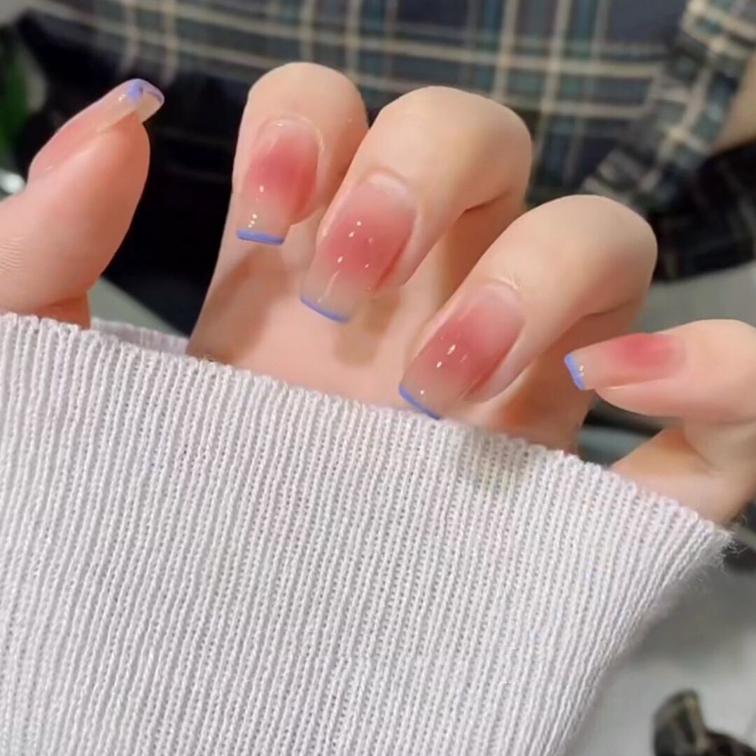 Designer: DuoDuo 1258.Handmade nails Press on Nails DIY Nail Art for woman girl pink Coffin Long