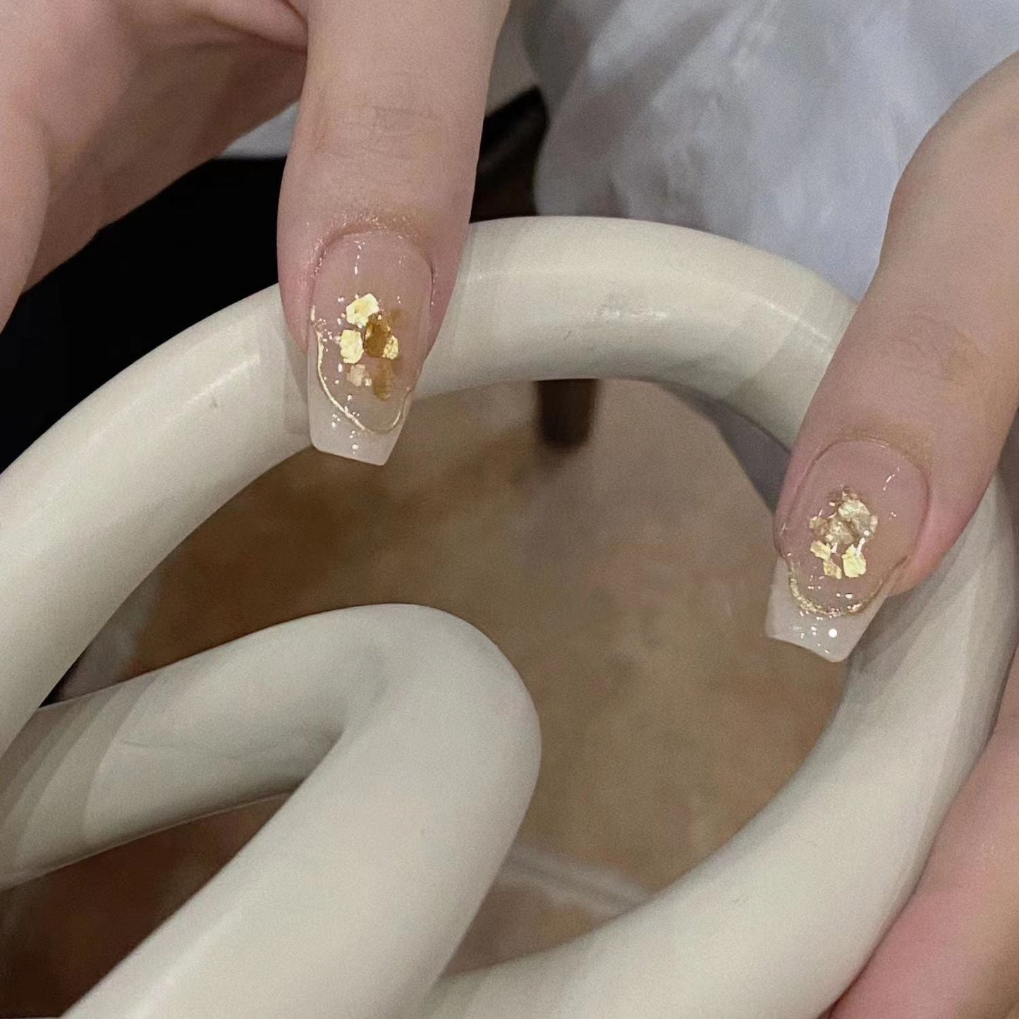 Designer: DuoDuo 1308.Handmade nails Press on Nails DIY Nail Art for woman girl Long Coffin pink Shining wedding