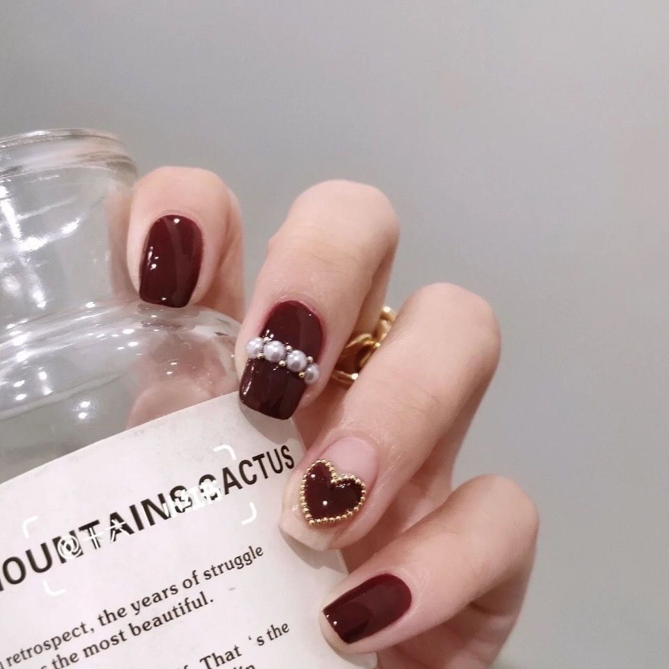 Designer: DuoDuo 1216.Handmade nails Press on Nails DIY Nail Art for woman girl Long Coffin red