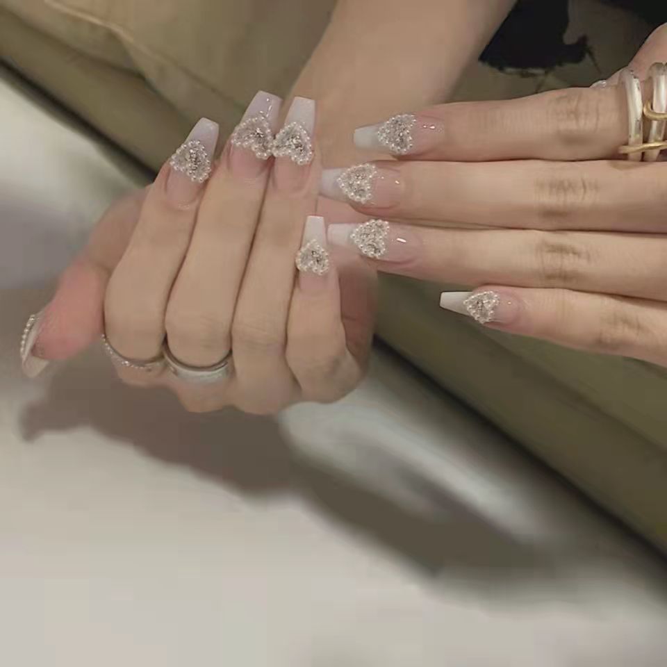 Designer: DuoDuo 1227.Handmade nails Press on Nails DIY Nail Art for woman girl Almond Long black