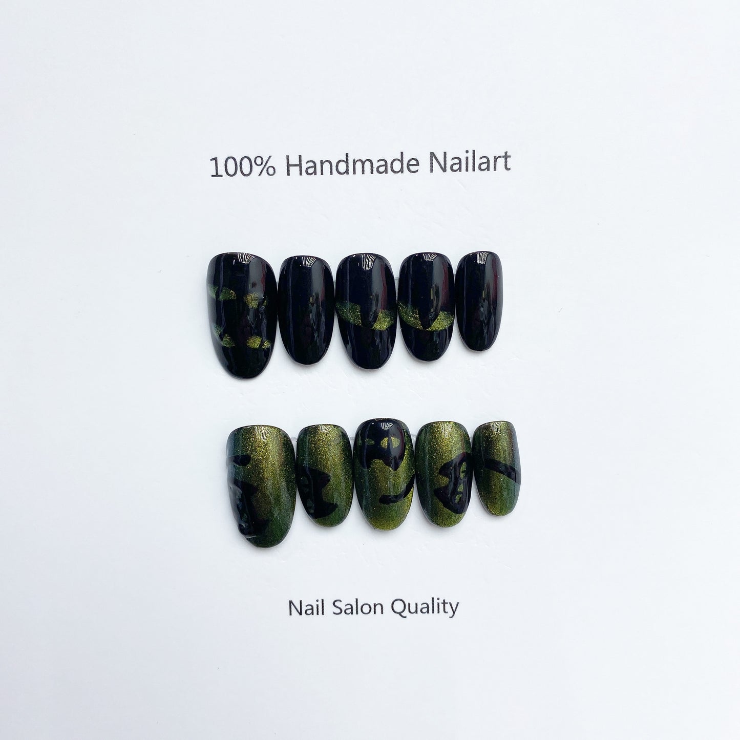 Handmade Nails Press on Nails DIY Nail Art for Woman Girl Nail Design Long Coffin Dark Green 2023