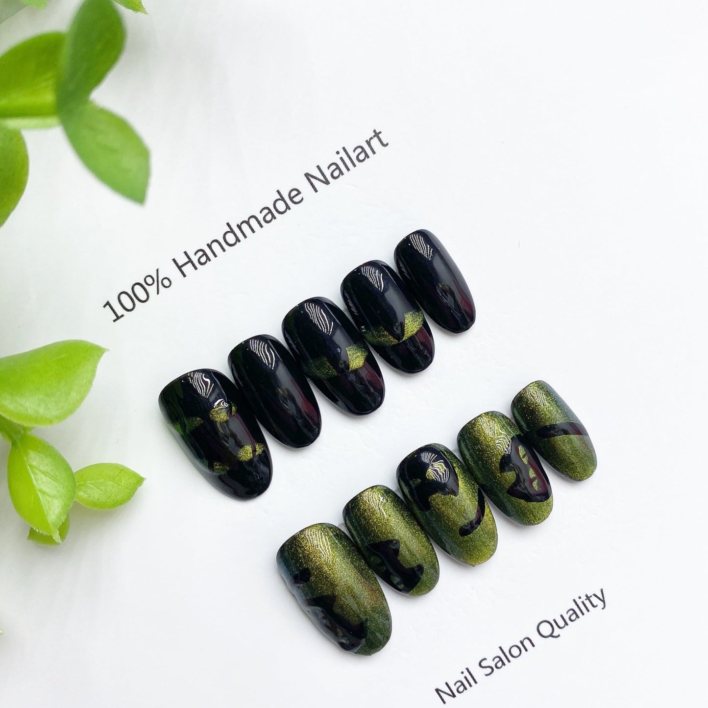 Handmade Nails Press on Nails DIY Nail Art for Woman Girl Nail Design Long Coffin Dark Green 2023