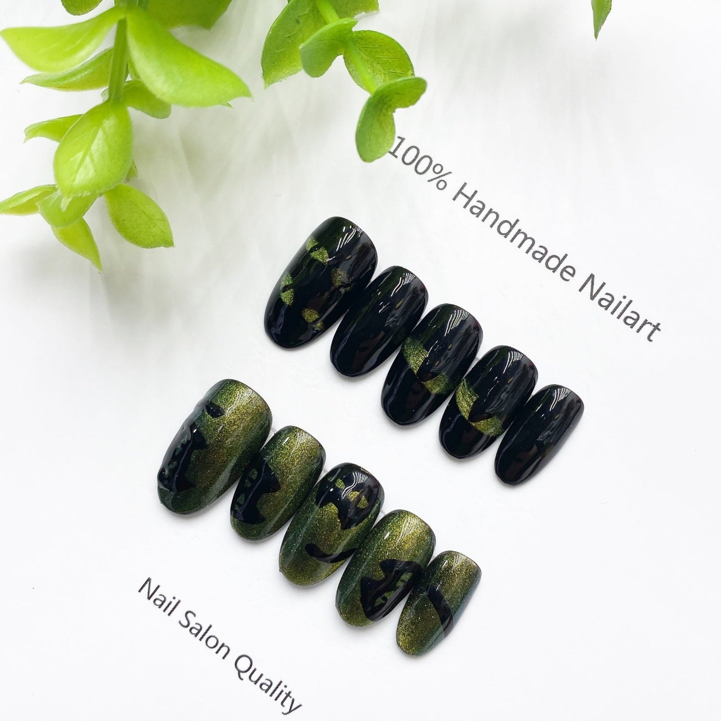 Handmade Nails Press on Nails DIY Nail Art for Woman Girl Nail Design Long Coffin Dark Green 2023
