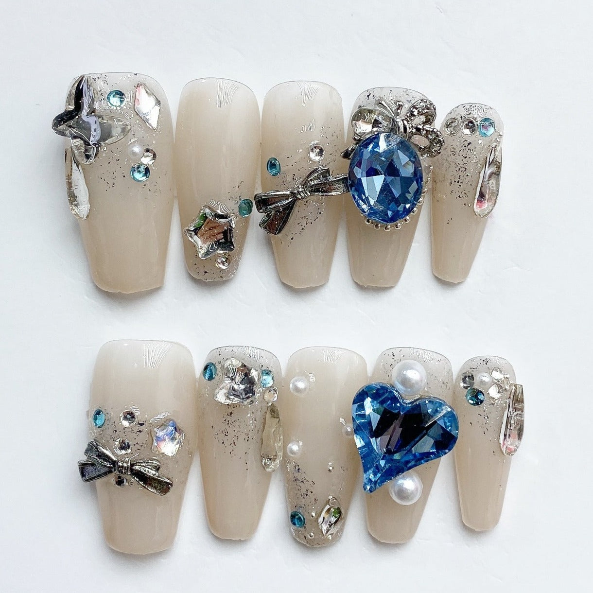 Handmade Nails Press on Nails DIY Nail Art for Woman Girl Nail Design Long Coffin White 2023