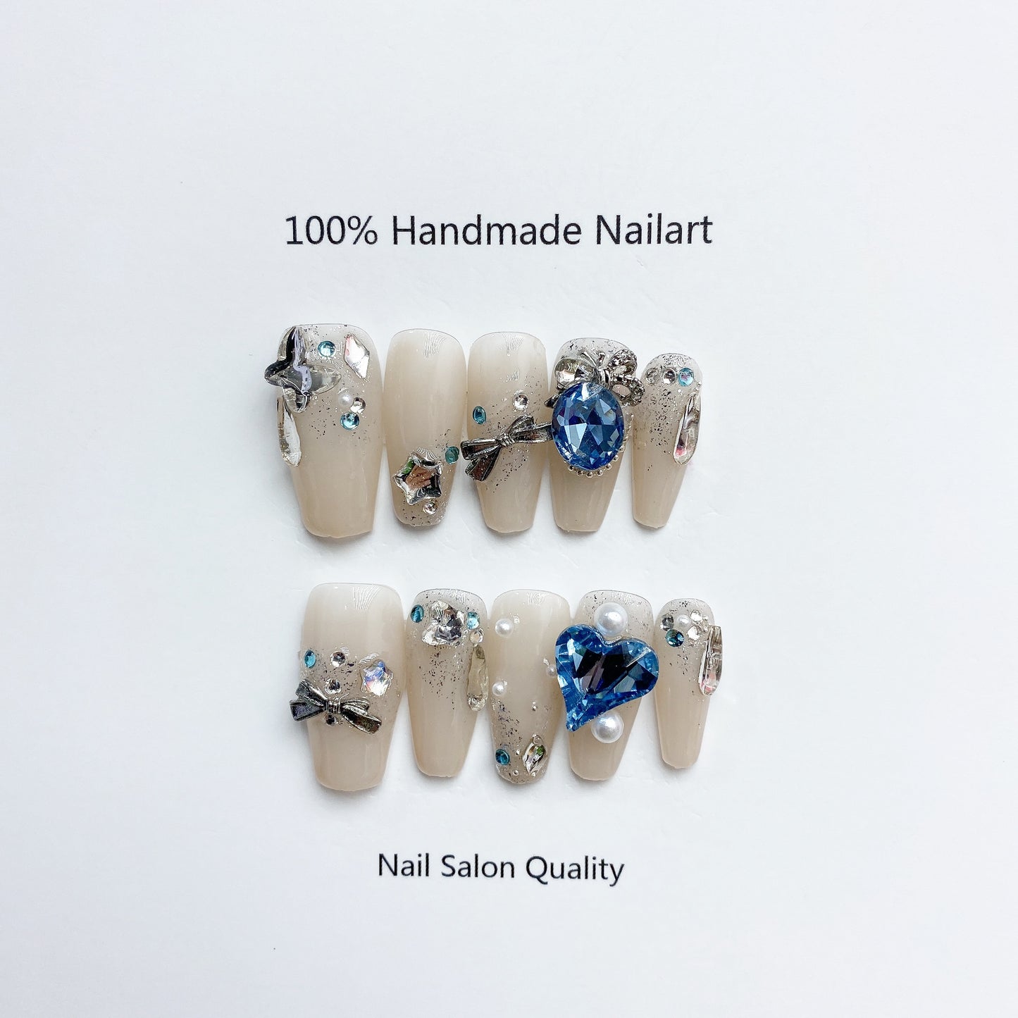 Handmade Nails Press on Nails DIY Nail Art for Woman Girl Nail Design Long Coffin White 2023