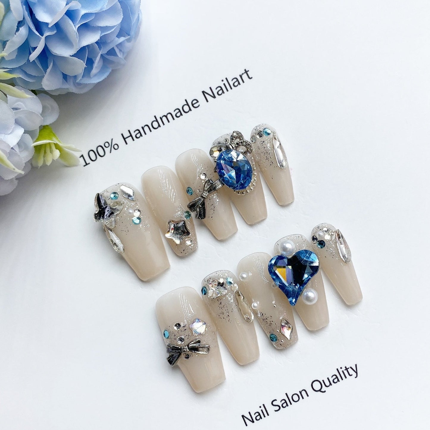 Handmade Nails Press on Nails DIY Nail Art for Woman Girl Nail Design Long Coffin White 2023