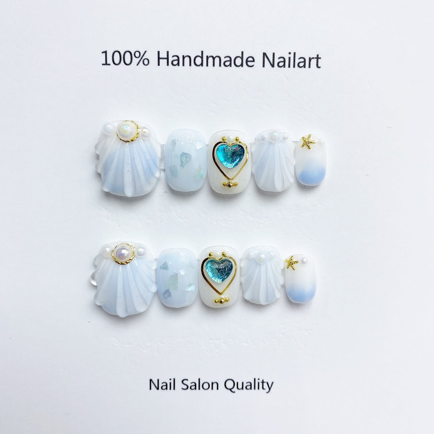Handmade Nails Press on Nails DIY Nail Art for Woman Girl Nail Design Long Coffin Light Blue 2023