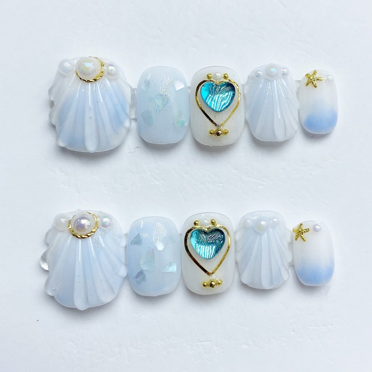 Handmade Nails Press on Nails DIY Nail Art for Woman Girl Nail Design Long Coffin Light Blue 2023