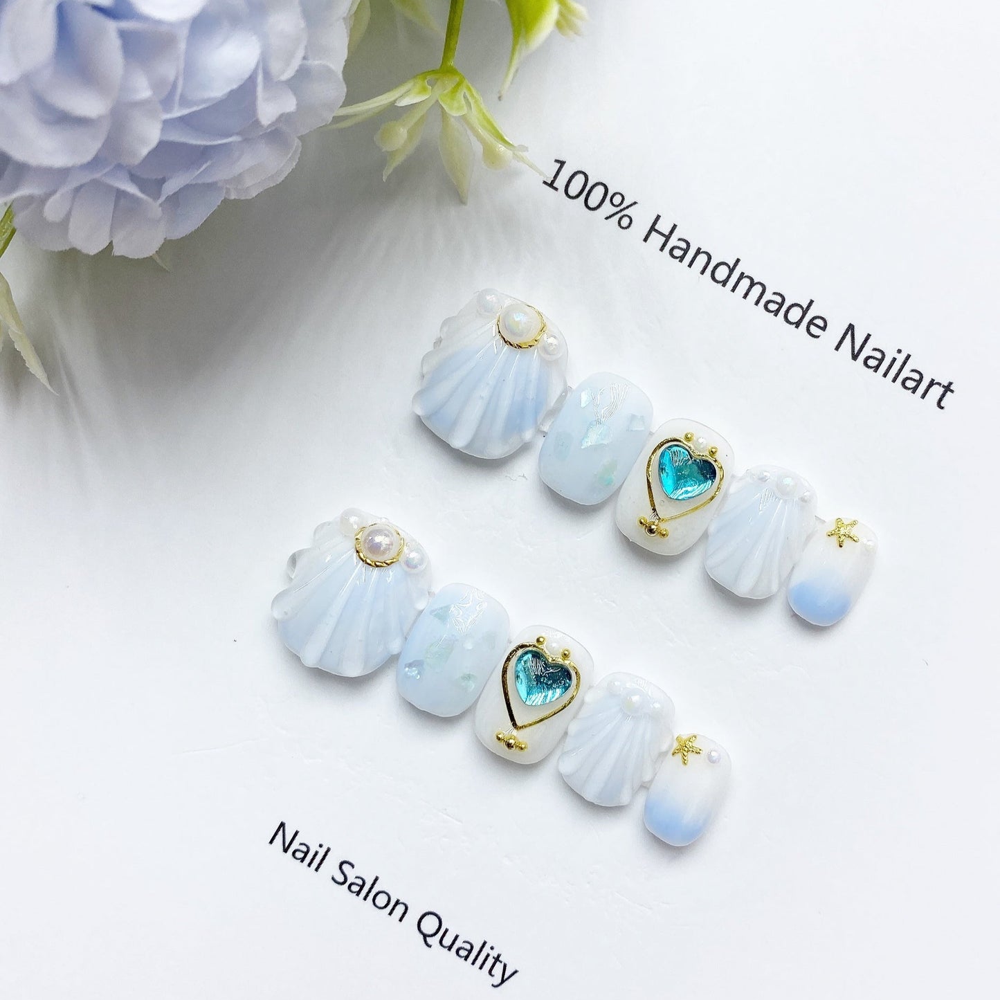 Handmade Nails Press on Nails DIY Nail Art for Woman Girl Nail Design Long Coffin Light Blue 2023