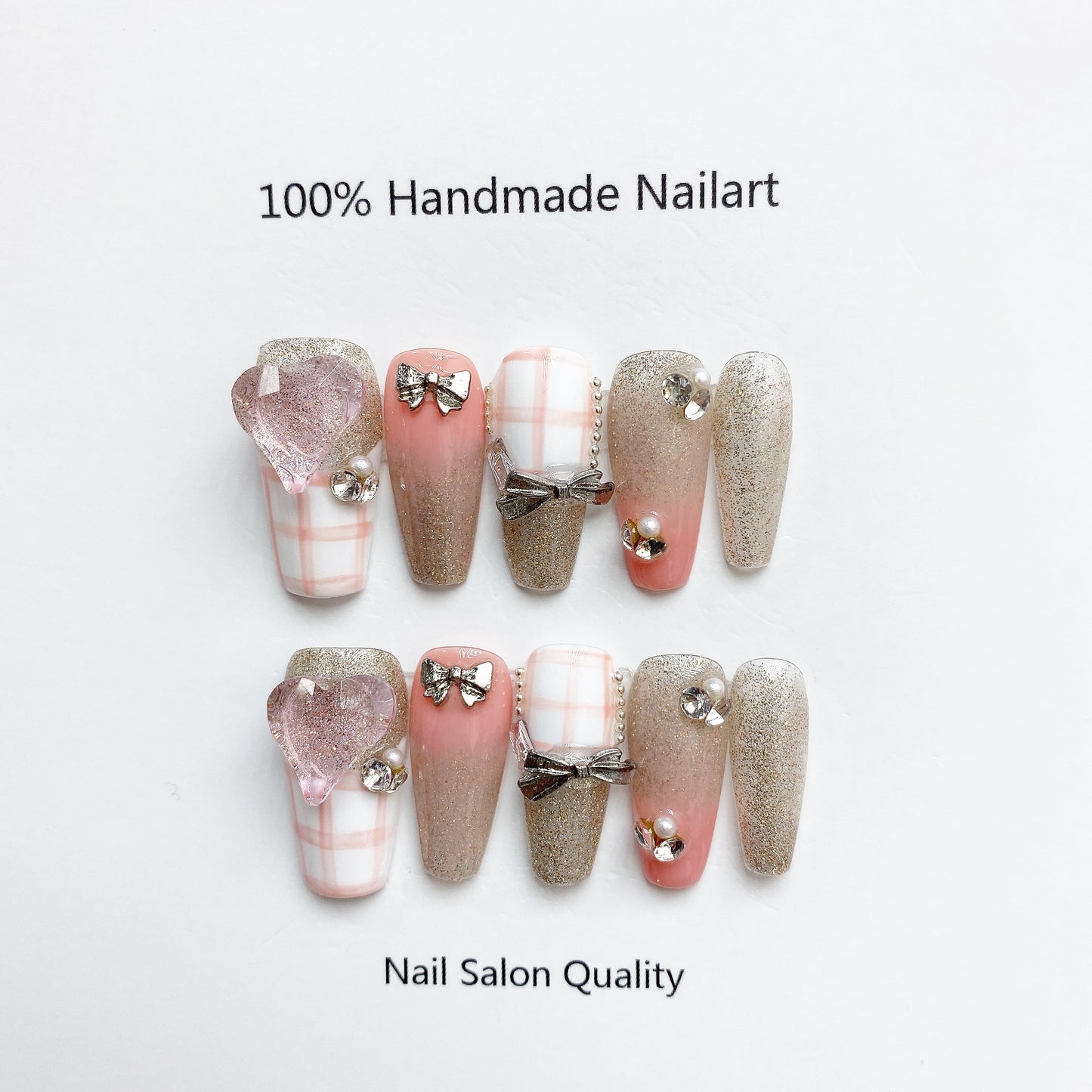 Handmade Nails Press on Nails DIY Nail Art for Woman Girl Nail Design Long Coffin Pink 2023