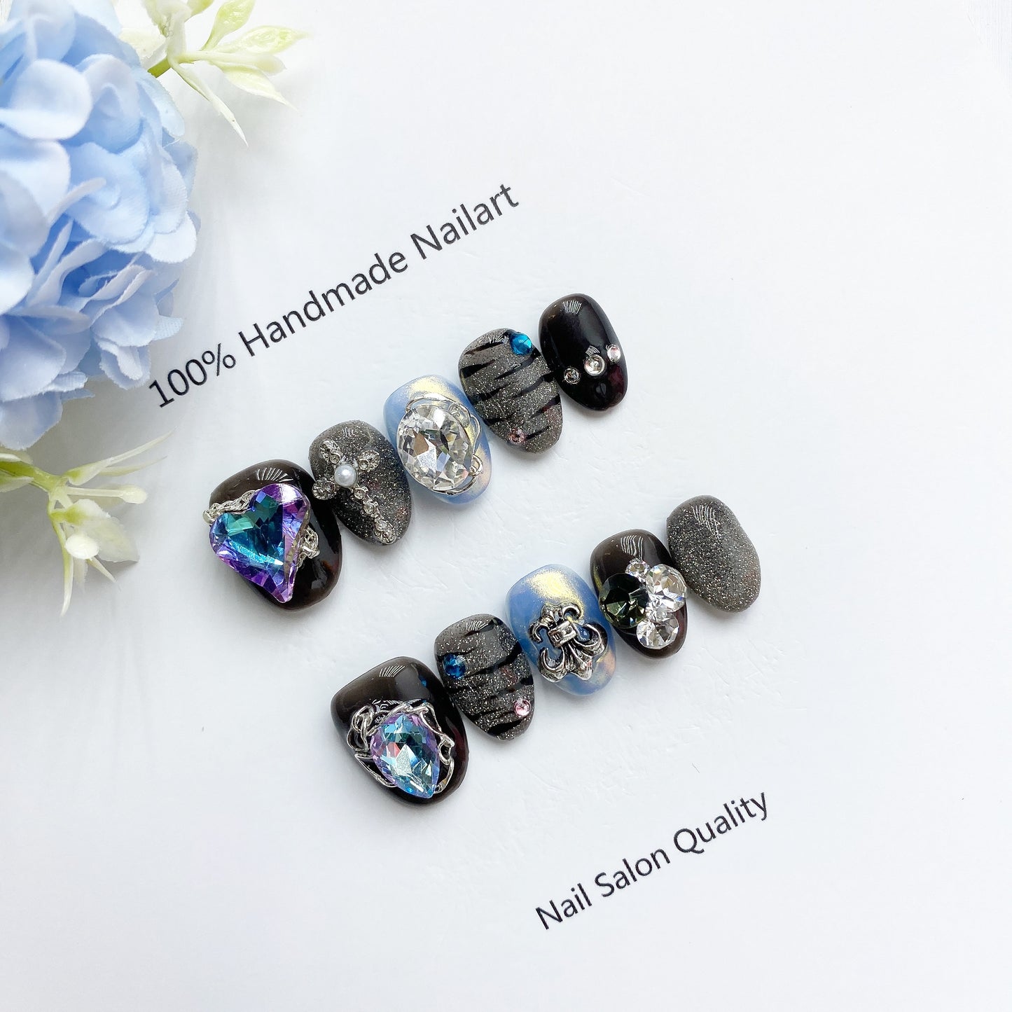 Handmade Nails Press on Nails DIY Nail Art for Woman Girl Nail Design Long Coffin Black 2023