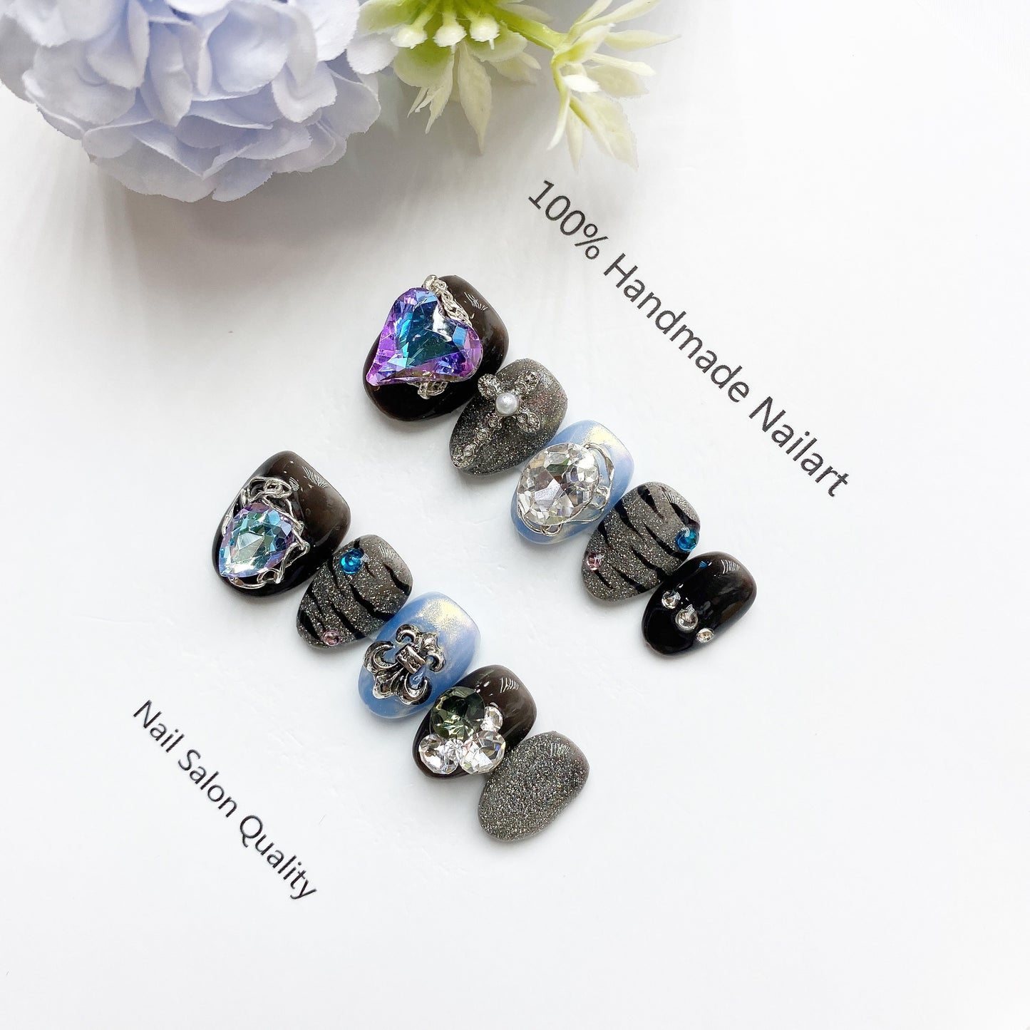 Handmade Nails Press on Nails DIY Nail Art for Woman Girl Nail Design Long Coffin Black 2023