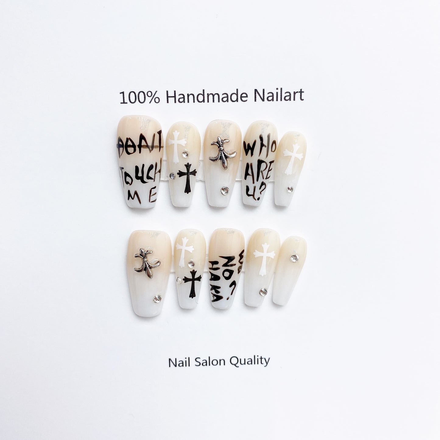Handmade Nails Press on Nails DIY Nail Art for Woman Girl Nail Design Long Coffin White 2023