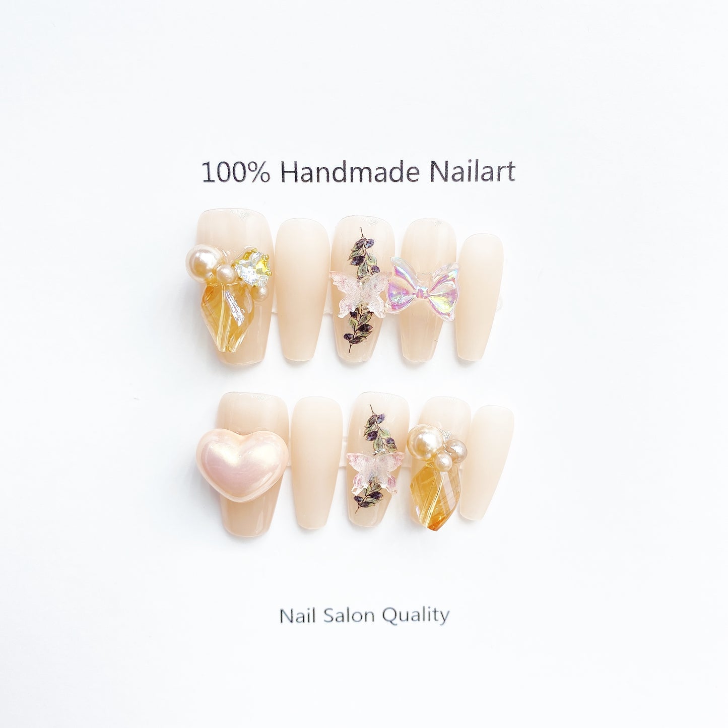 Handmade Nails Press on Nails DIY Nail Art for Woman Girl Nail Design Long Coffin Peach 2023