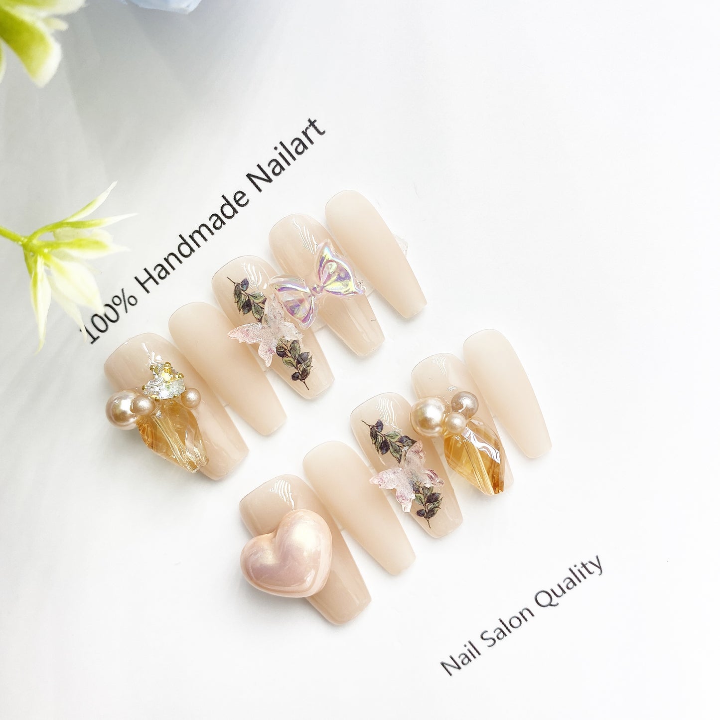 Handmade Nails Press on Nails DIY Nail Art for Woman Girl Nail Design Long Coffin Peach 2023