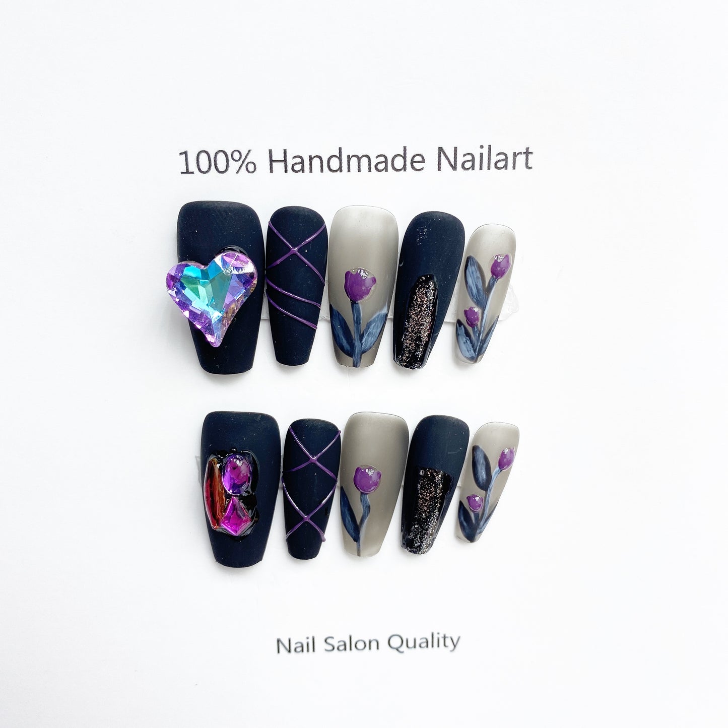 Handmade Nails Press on Nails DIY Nail Art for Woman Girl Nail Design Long Coffin Black 2023