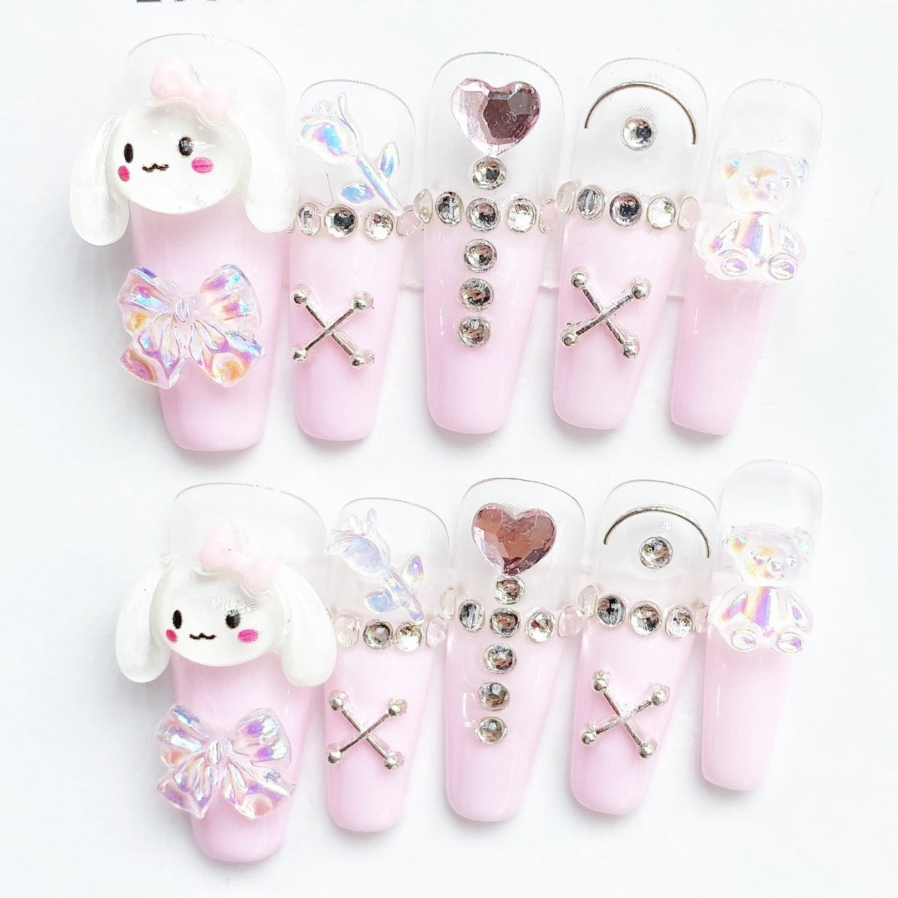 Handmade Nails Press on Nails DIY Nail Art for Woman Girl Nail Design Long Coffin Pink 2023