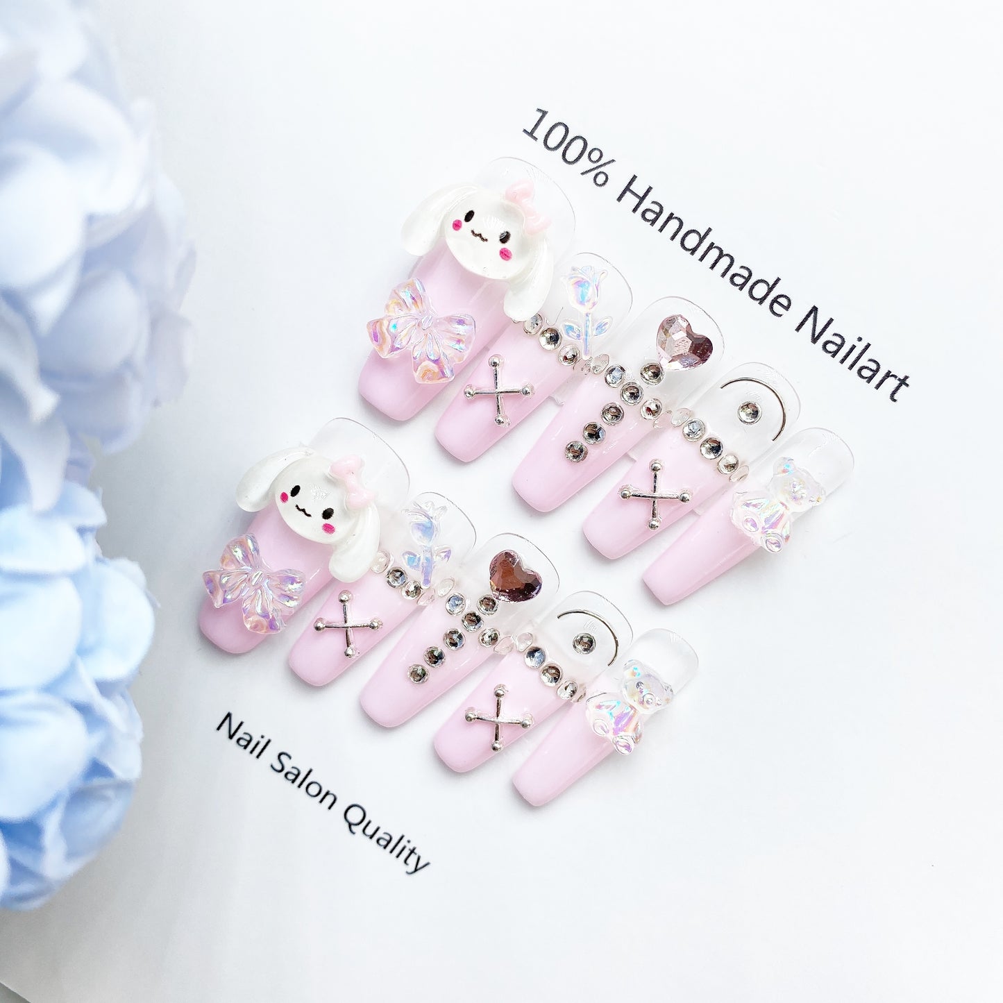 Handmade Nails Press on Nails DIY Nail Art for Woman Girl Nail Design Long Coffin Pink 2023