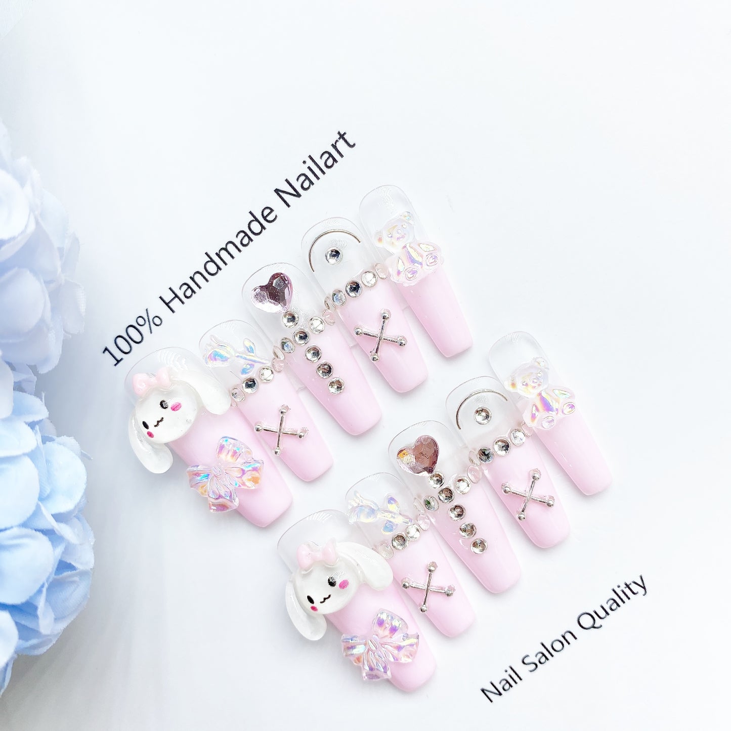 Handmade Nails Press on Nails DIY Nail Art for Woman Girl Nail Design Long Coffin Pink 2023