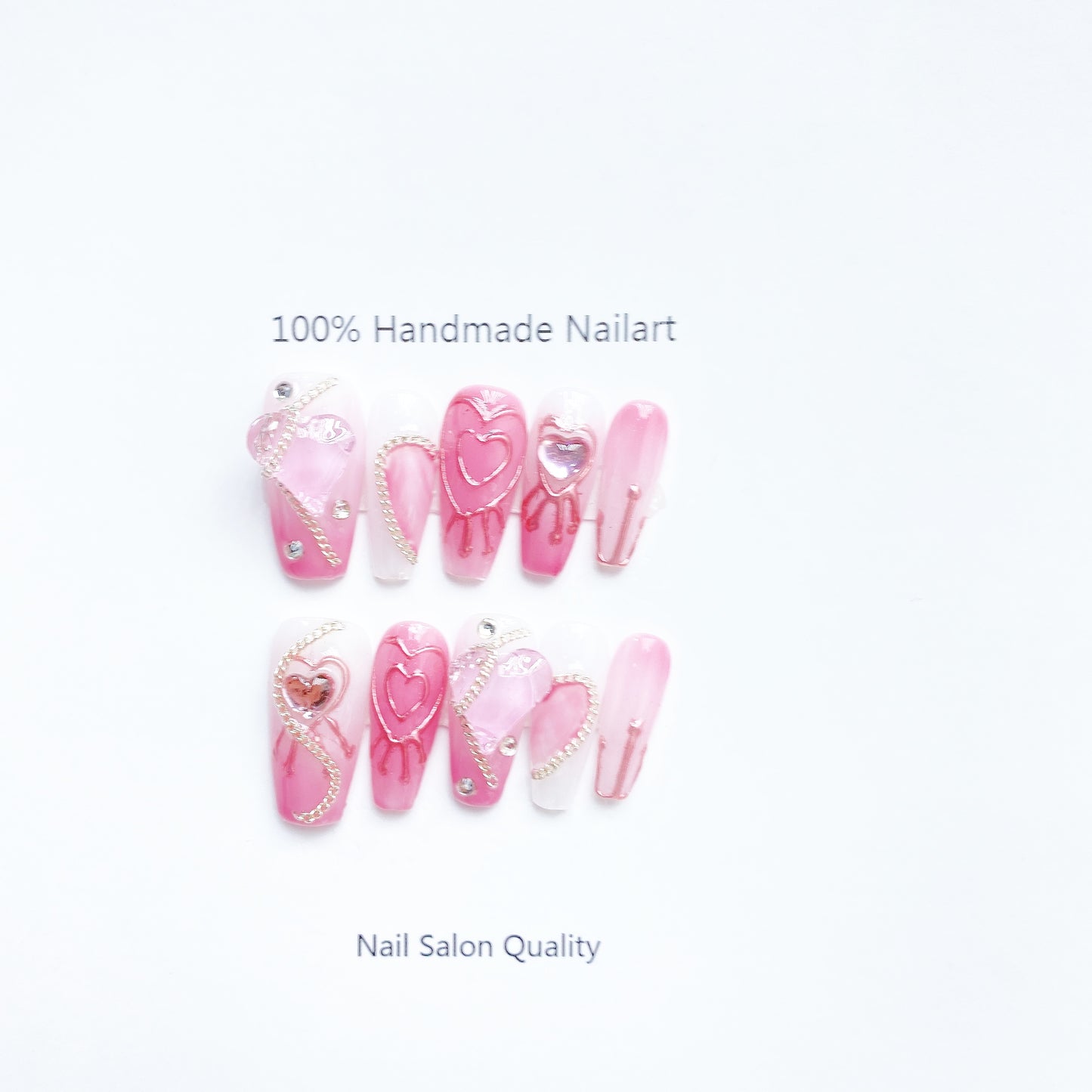 Handmade Nails Press on Nails DIY Nail Art for Woman Girl Nail Design Long Coffin Pink 2023