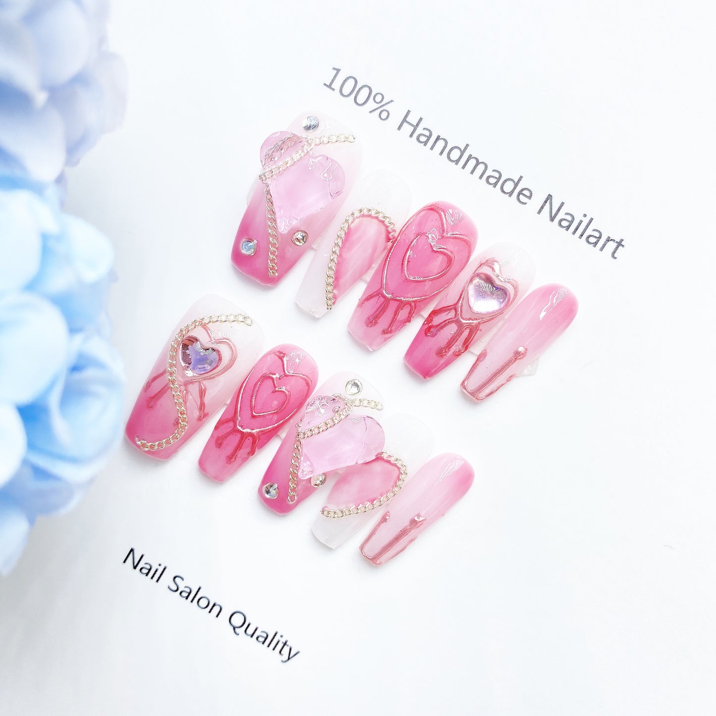 Handmade Nails Press on Nails DIY Nail Art for Woman Girl Nail Design Long Coffin Pink 2023