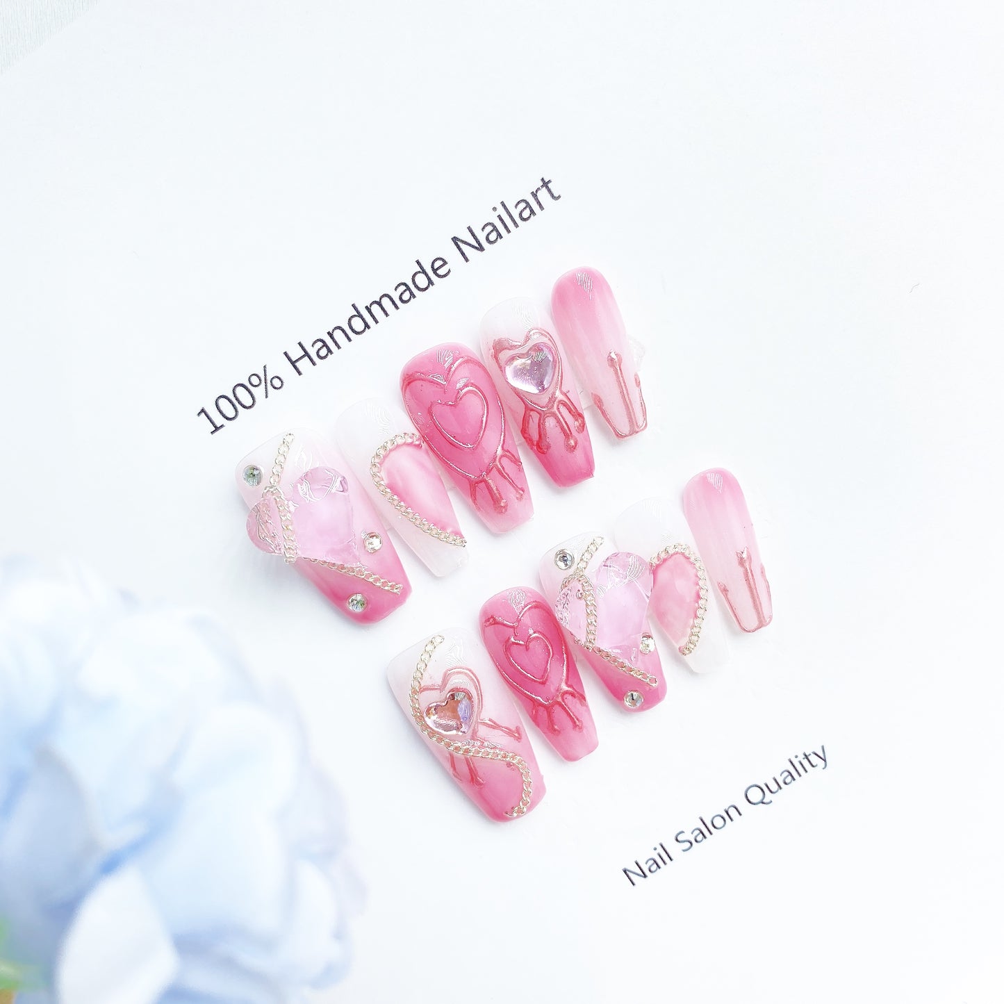 Handmade Nails Press on Nails DIY Nail Art for Woman Girl Nail Design Long Coffin Pink 2023