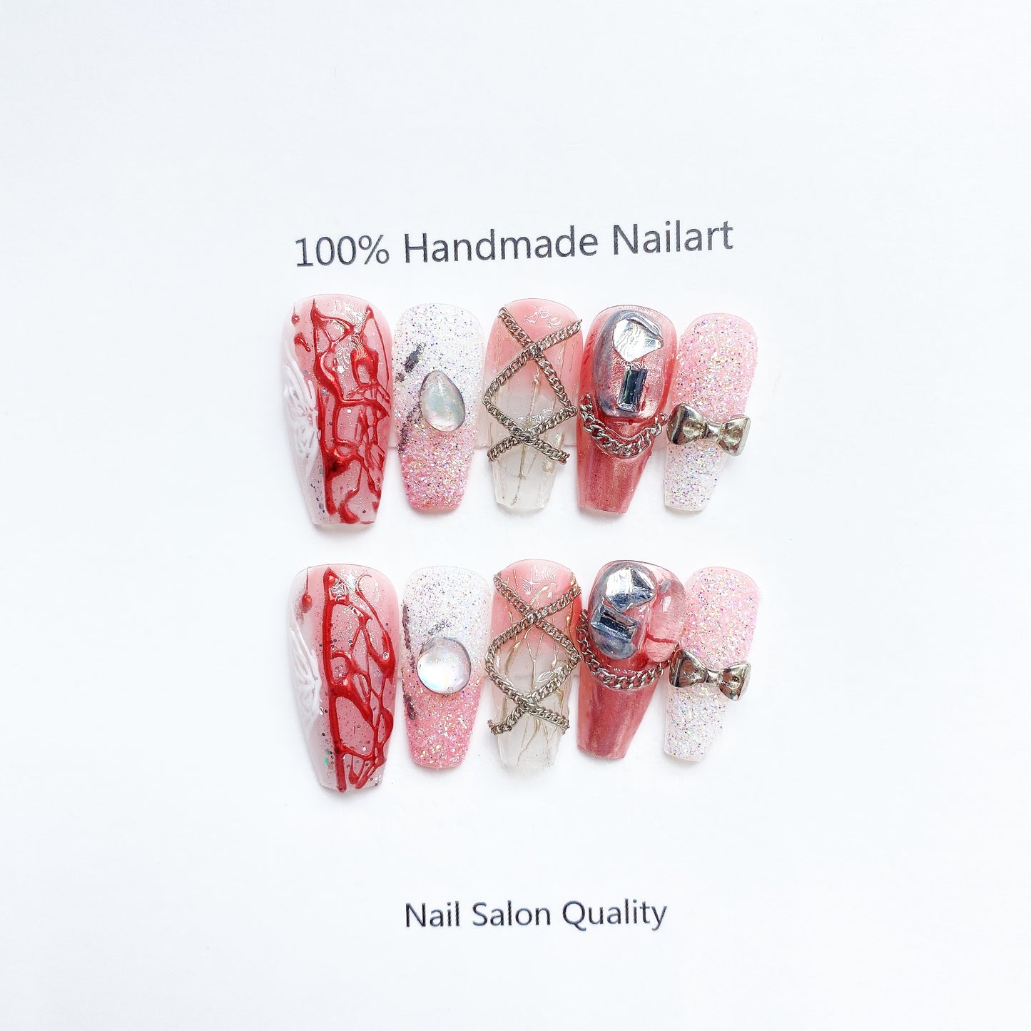 Handmade Nails Press on Nails DIY Nail Art for Woman Girl Nail Design Long Coffin Red 2023