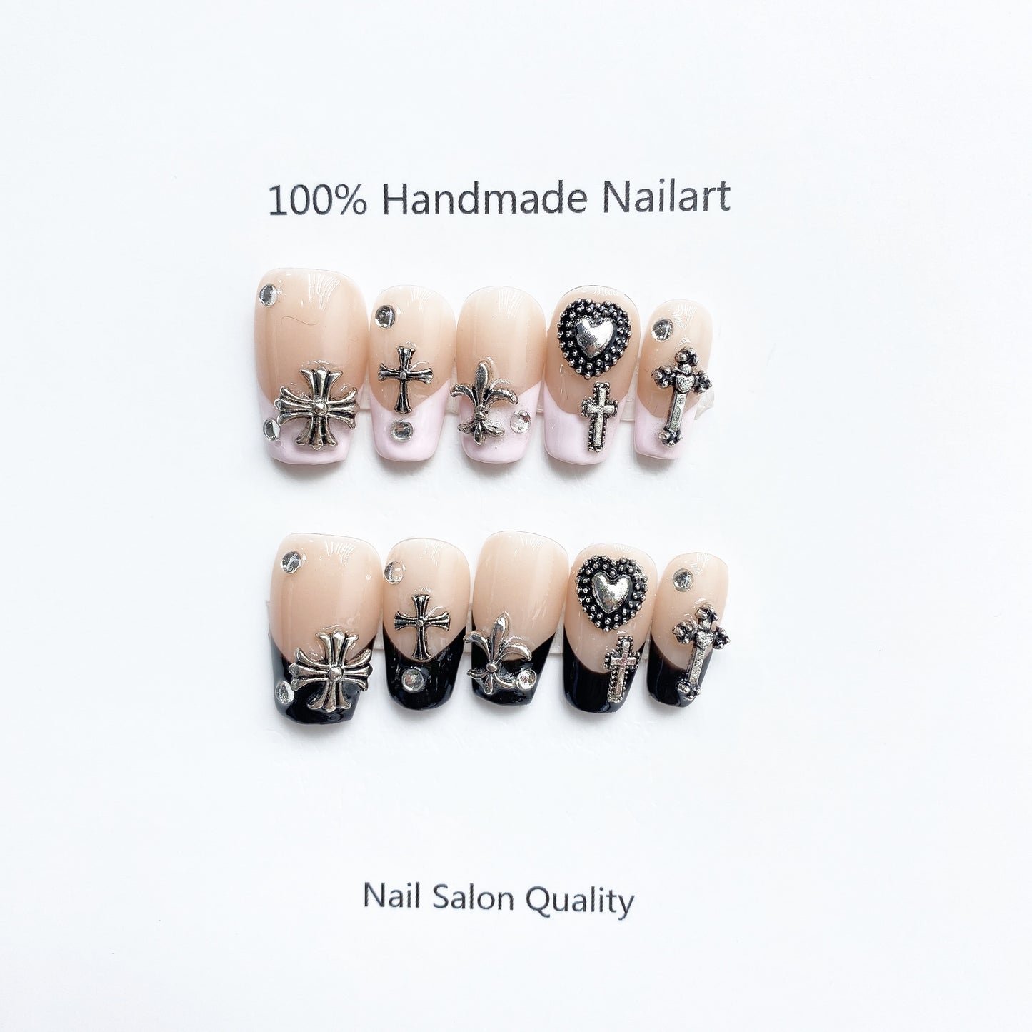 Handmade Nails Press on Nails DIY Nail Art for Woman Girl Nail Design Long Coffin Pink Black 2023