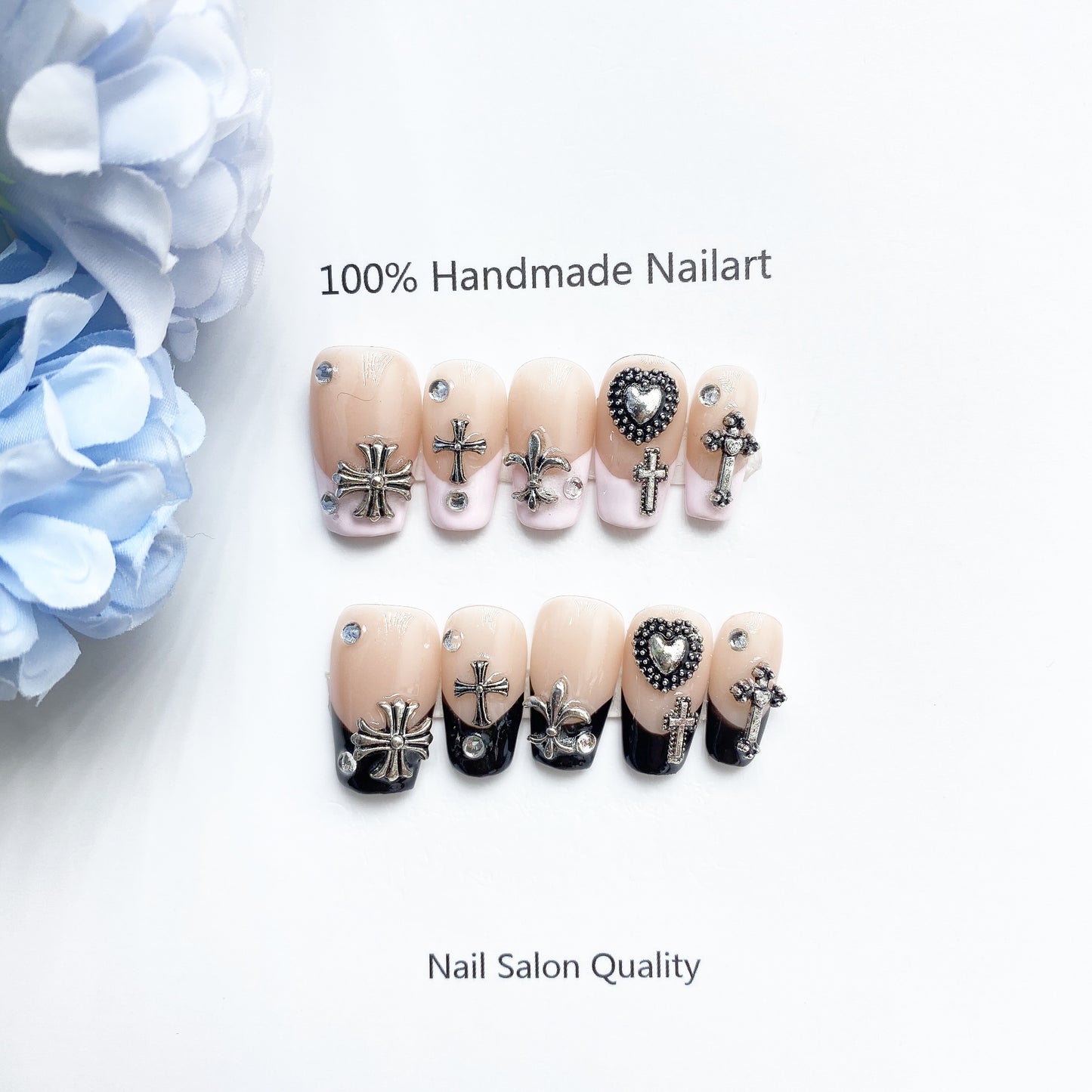 Handmade Nails Press on Nails DIY Nail Art for Woman Girl Nail Design Long Coffin Pink Black 2023