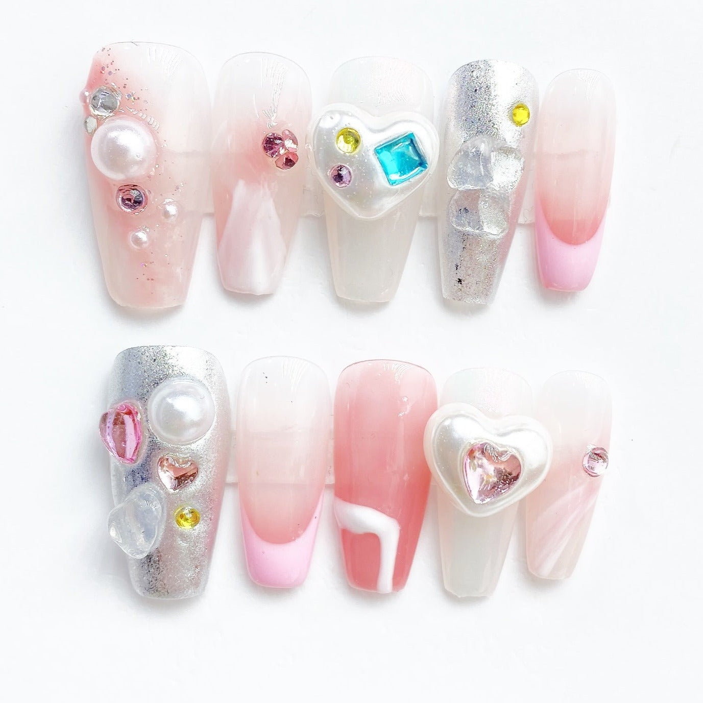 Handmade Nails Press on Nails DIY Nail Art for Woman Girl Nail Design Long Coffin Pink 2023