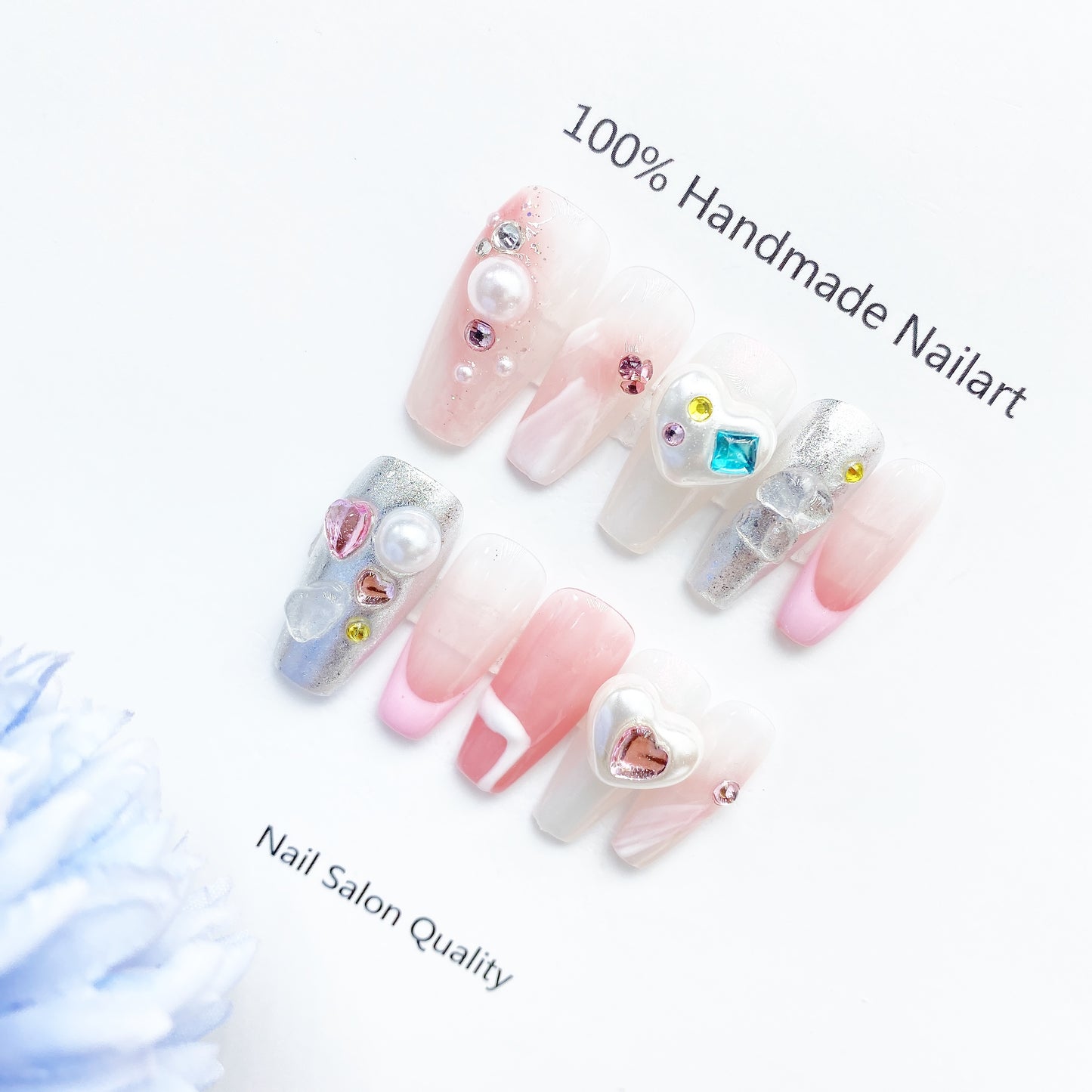 Handmade Nails Press on Nails DIY Nail Art for Woman Girl Nail Design Long Coffin Pink 2023