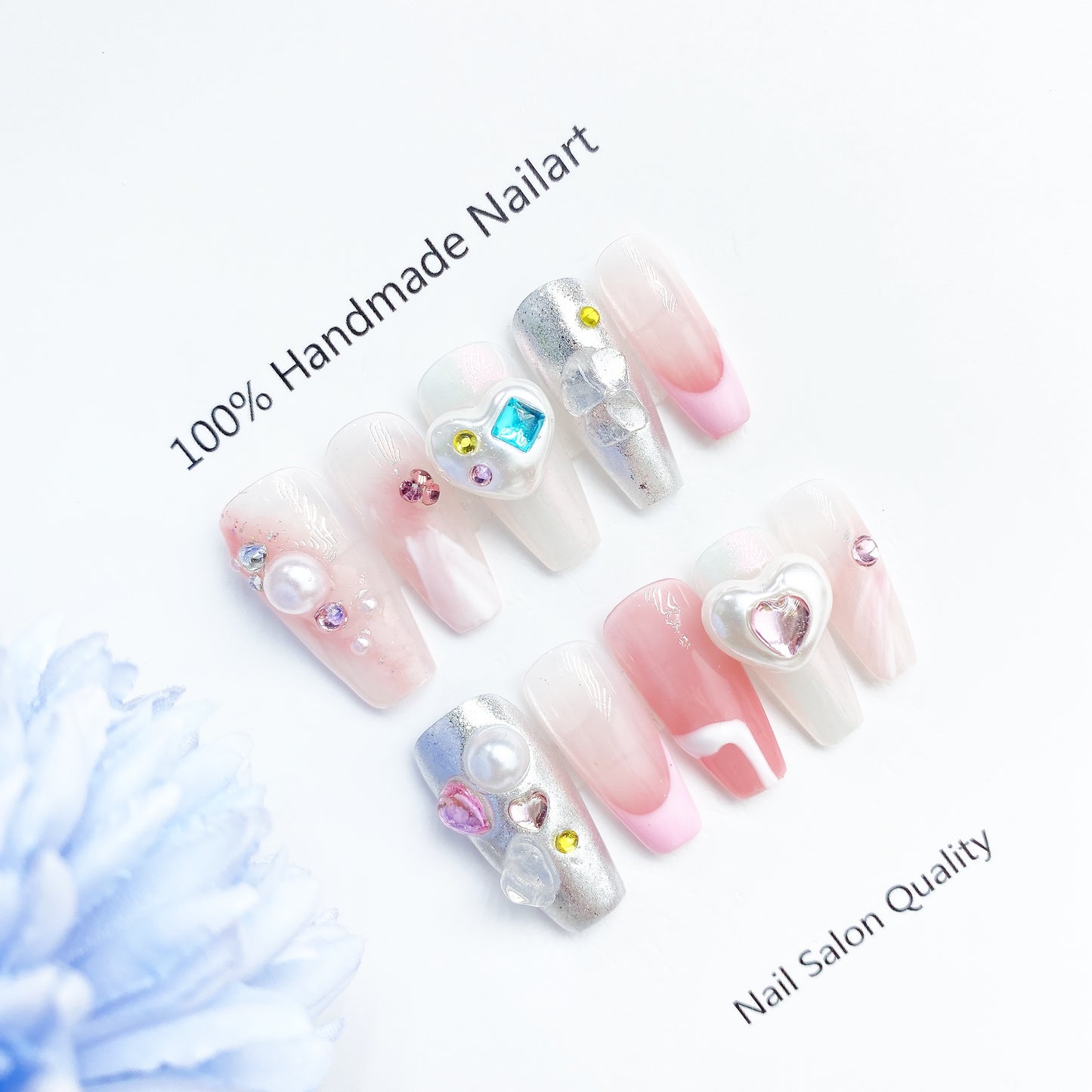 Handmade Nails Press on Nails DIY Nail Art for Woman Girl Nail Design Long Coffin Pink 2023