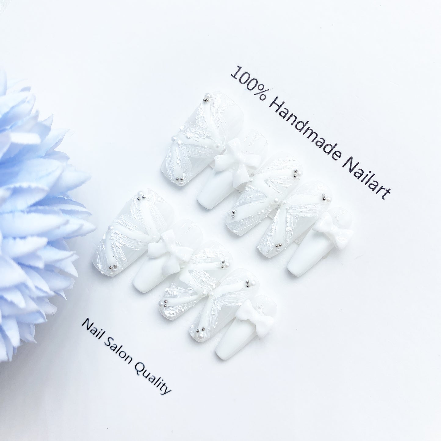 Handmade Nails Press on Nails DIY Nail Art for Woman Girl Nail Design Long Coffin White 2023