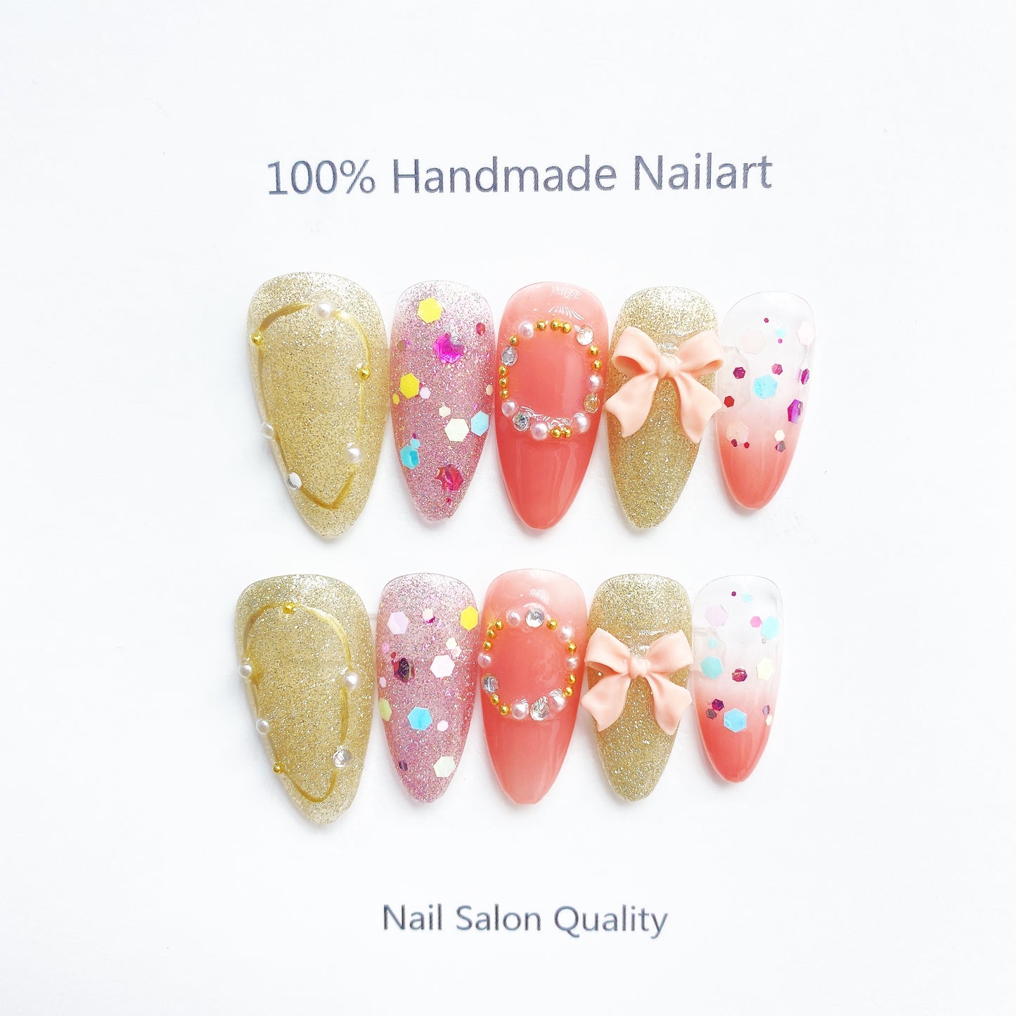 Handmade Nails Press on Nails DIY Nail Art for Woman Girl Nail Design Long Coffin Painting 2023
