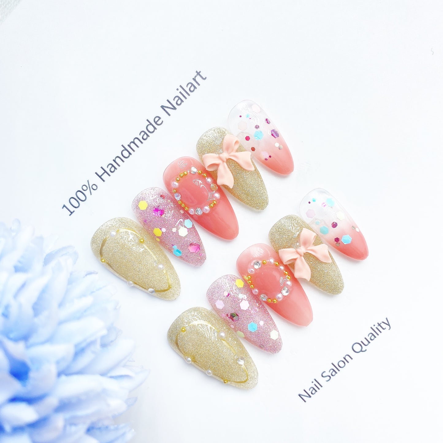 Handmade Nails Press on Nails DIY Nail Art for Woman Girl Nail Design Long Coffin Painting 2023