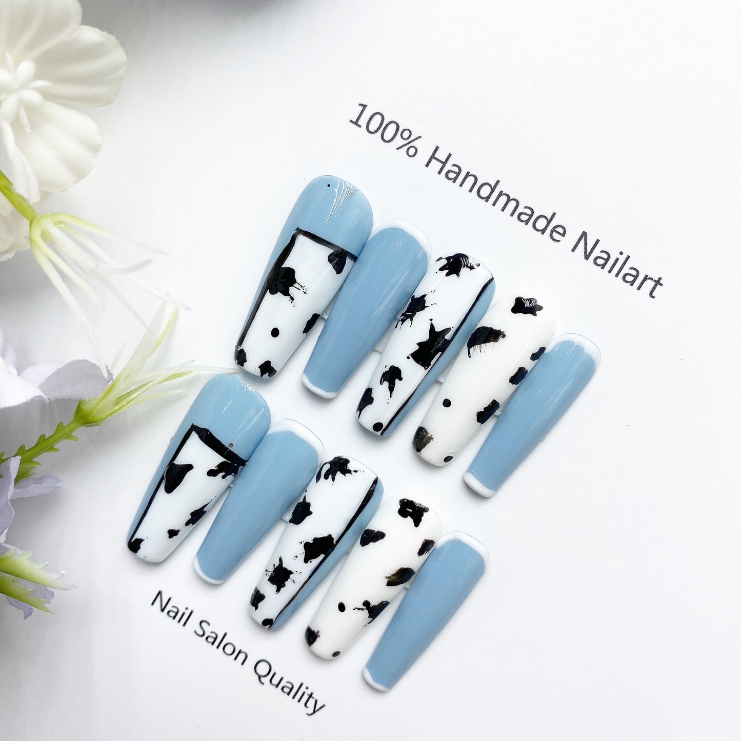 Handmade Nails Press on Nails DIY Nail Art for Woman Girl Nail Design Long Coffin 2023