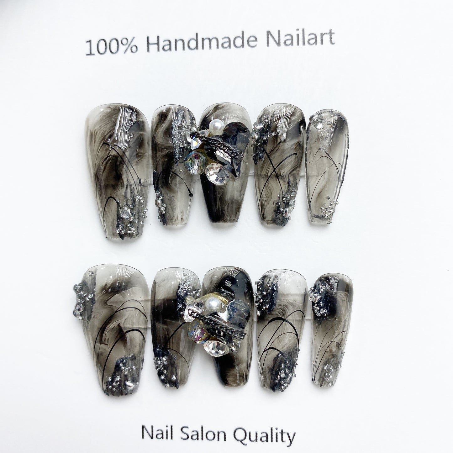 Handmade Nails Press on Nails DIY Nail Art for Woman Girl Nail Design Long Coffin 2023